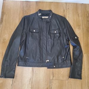 NWOT Michael Kors Black Leather Designer Moto Jacket Sz 12